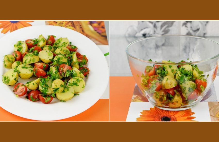 Vegetarischer Frühkartoffelsalat mit Tomaten und Petersilien - Alinas ...